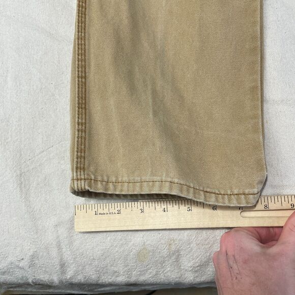 Dickies Work Pants Mens 32x3x Beige Canvas Work Wear Relaxed Fit Carpenter Logo - Picture 14 of 14